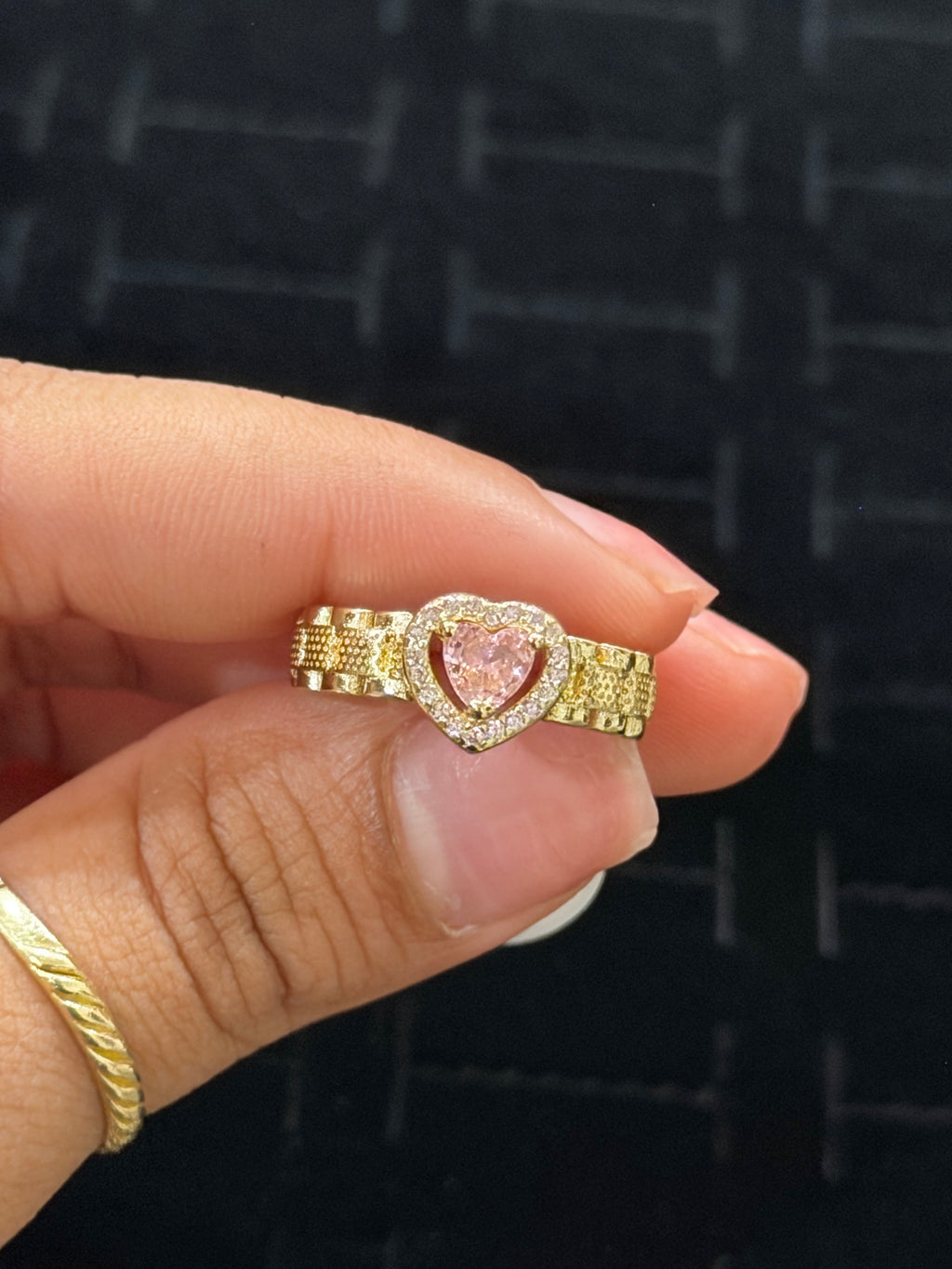 Small pink heart ring