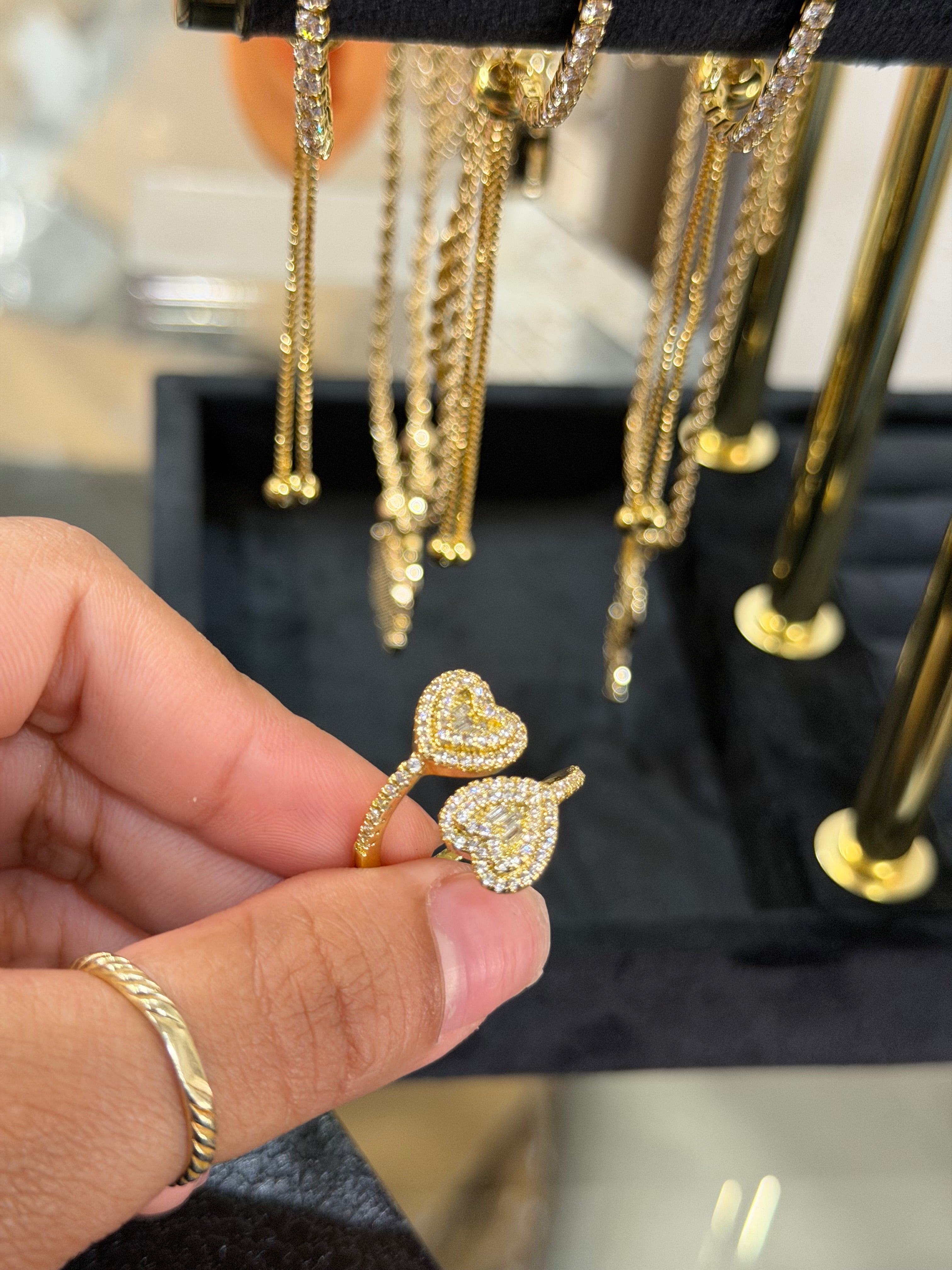 Adjustable Diamond heart Ring