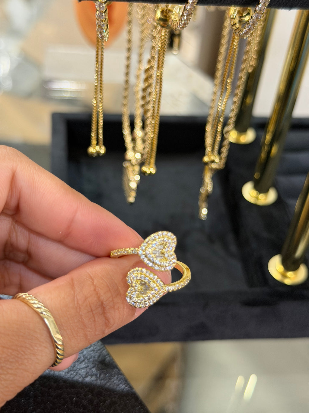 Adjustable Diamond heart Ring
