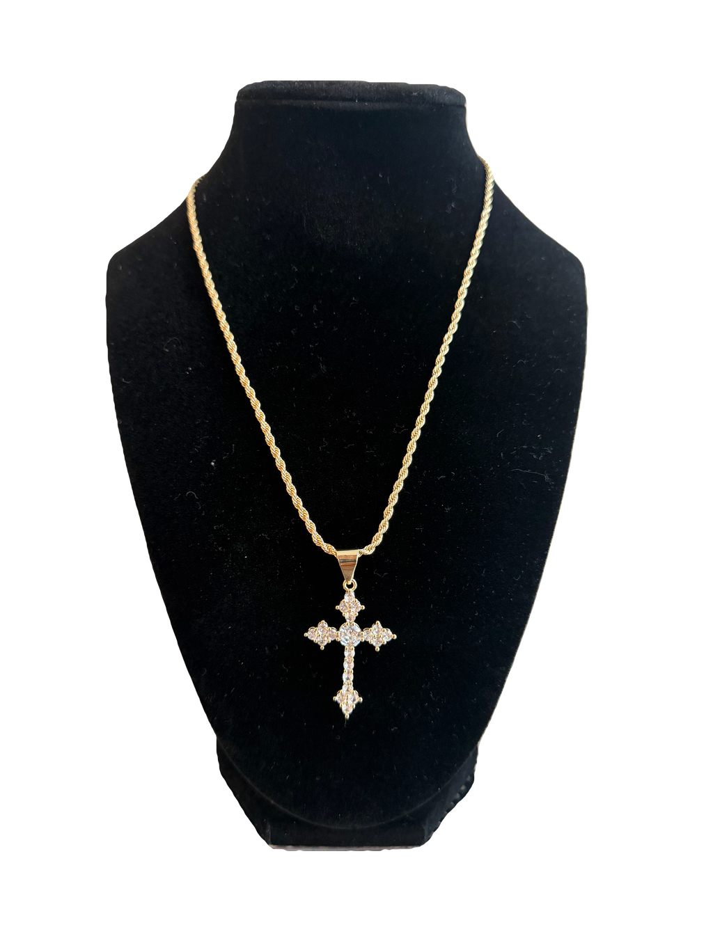 NEWWW Gold cross necklace with diamond accents